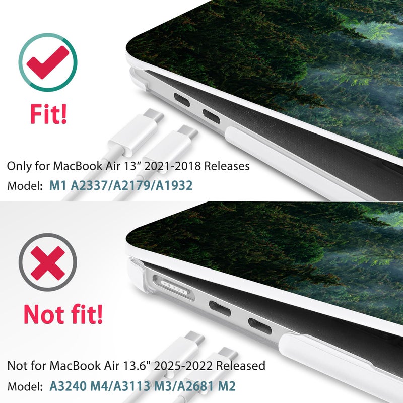 May Chen Compatible with New MacBook Air 13 inch Case 2021, 2020 2019 2018 Release Model: M1 A2337 A2179 A1932, Plastic Matte Hard Shell Case Cover for Mabook Air 13 inch with Retina Dispaly, Forest - Image 3